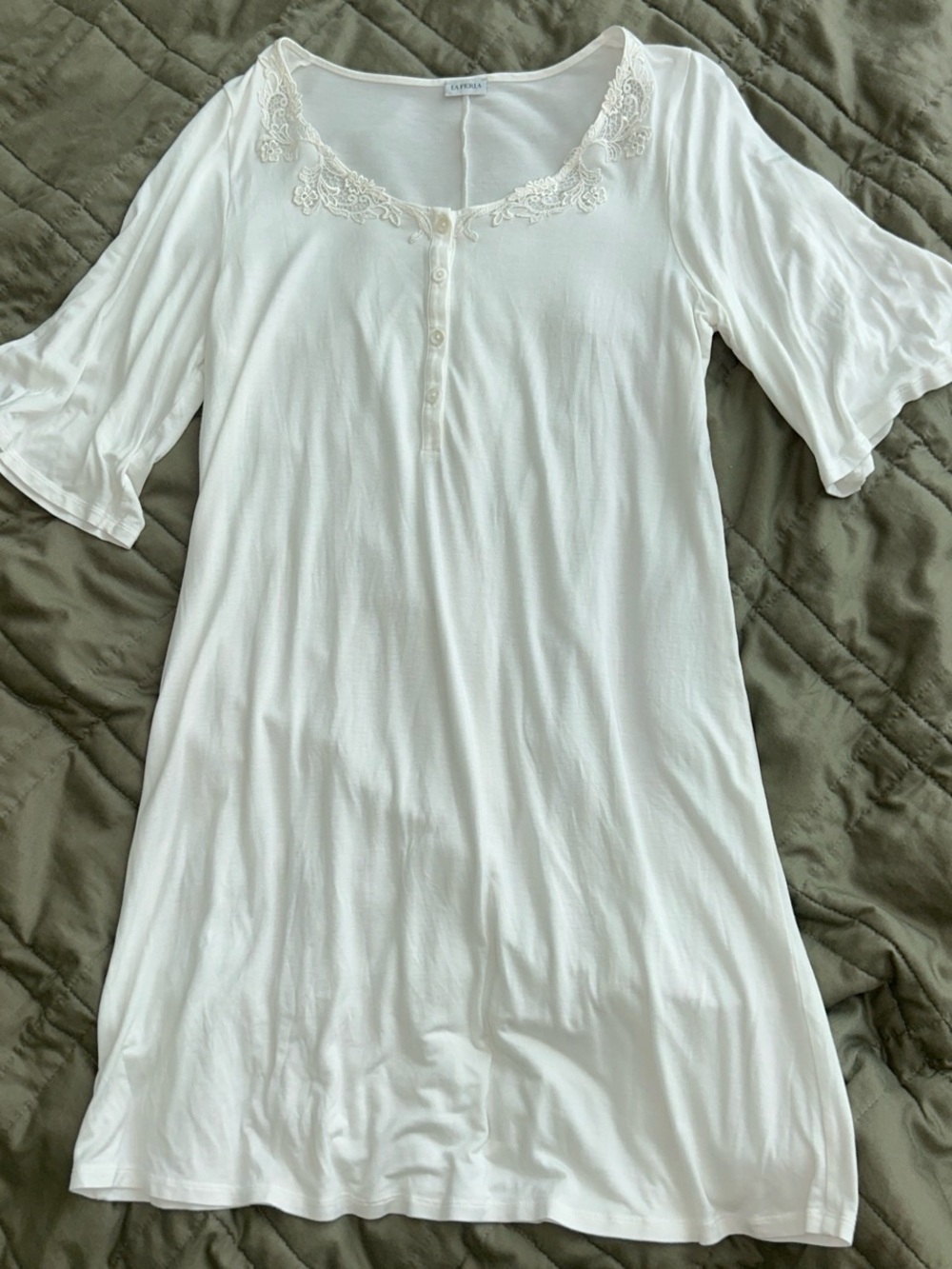 Women’s La Perla white floral lace nightgown size small modal jersey designer